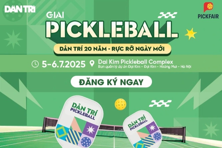 Cơ cấu giải thưởng ở giải đấu pickleball &#8220;Dân trí 20 năm &#8211; Rực rỡ ngày mới&#8221;